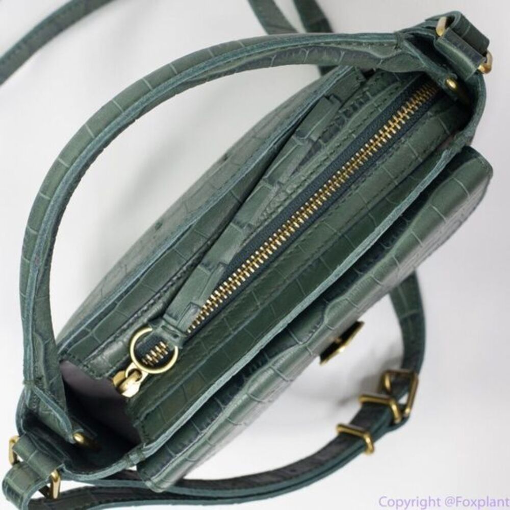 New! Madewell The Mini Abroad Crossbody Bag Croc Embossed Leather - Picture 5 of 16